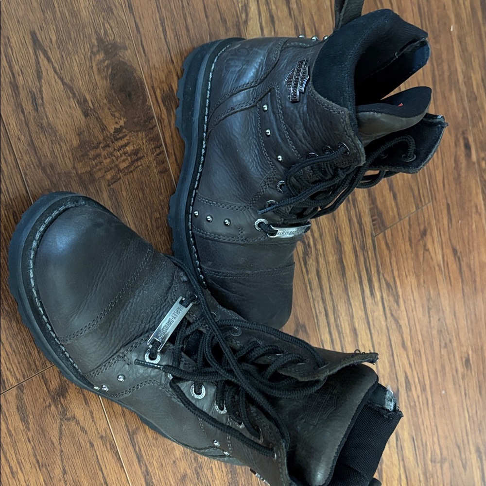 Harley-Davidson Black Leather Heeled Boots